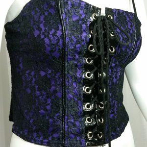 XL Gothic Lip Service Purple w/Black Lace Bodice